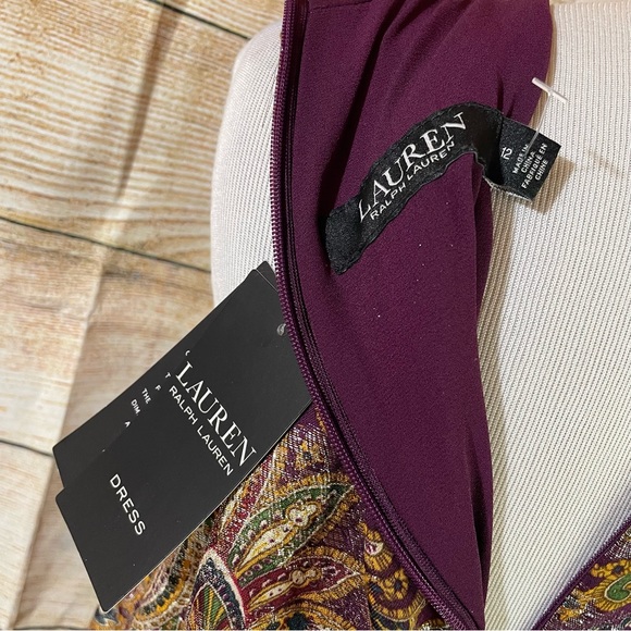 Black label LRL halter paisley metallic jacquard gown with belt women size 12 - Picture 10 of 15